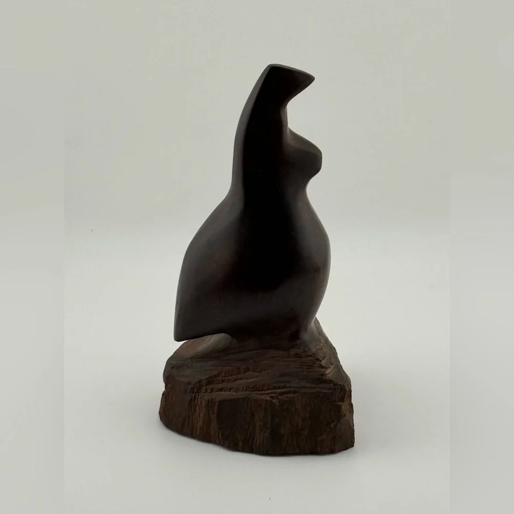 Vintage Hand Carved Wood Quail Bird Figurine Sculpture Rustic Decor